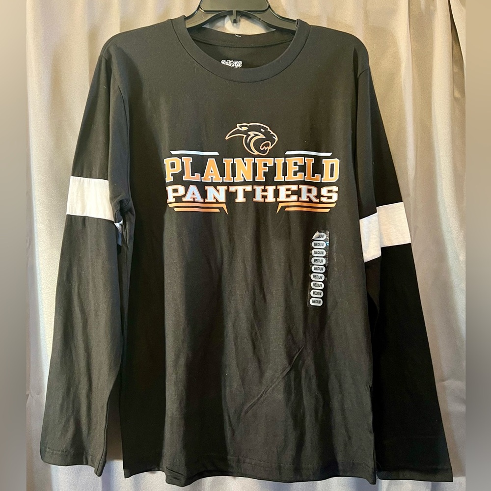 Official High School Fan Gear Plainfield HS Panthers Long Sleeve Tee Sz:M black